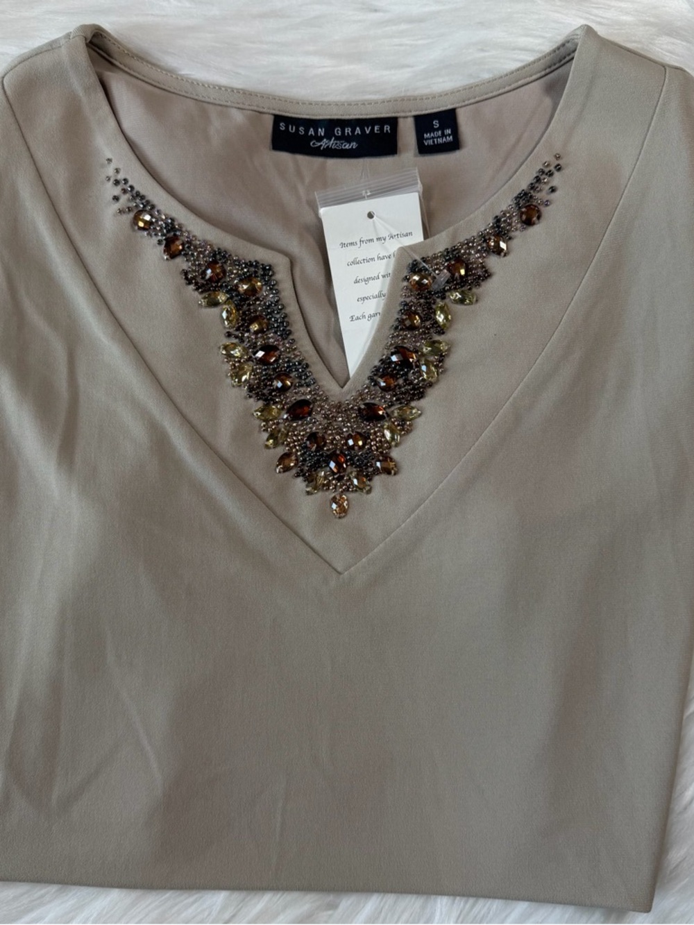NWT Susan Graver Beaded‎ Sleeveless Blouse